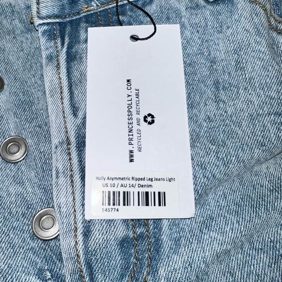 Princess Polly Asymmetrical Ripped Straight Leg Jeans - Picture 4 of 6